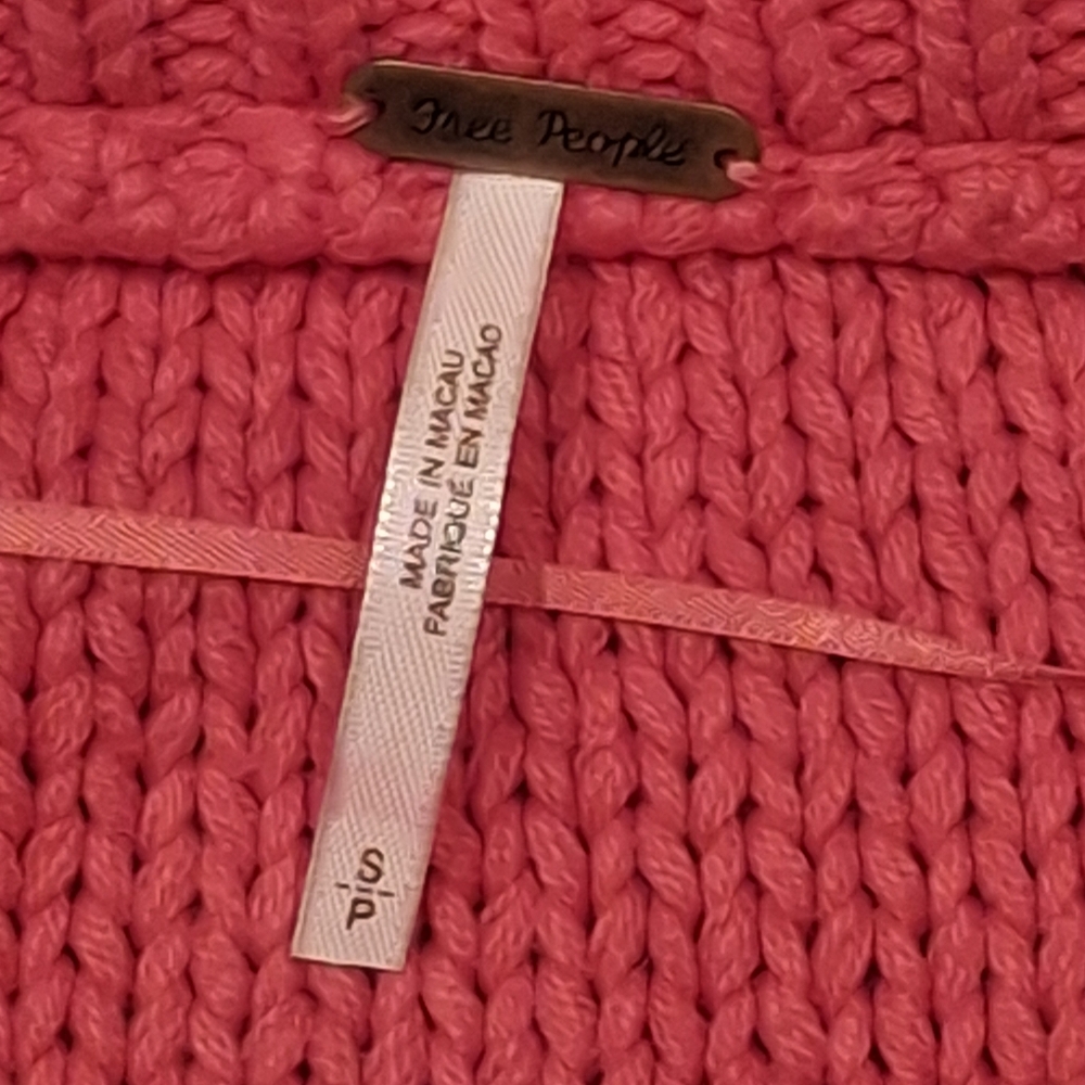 Free People Jumper Alli V Neck Sweater Strawberry Spritz Oversized Pink Sz S Box View 2